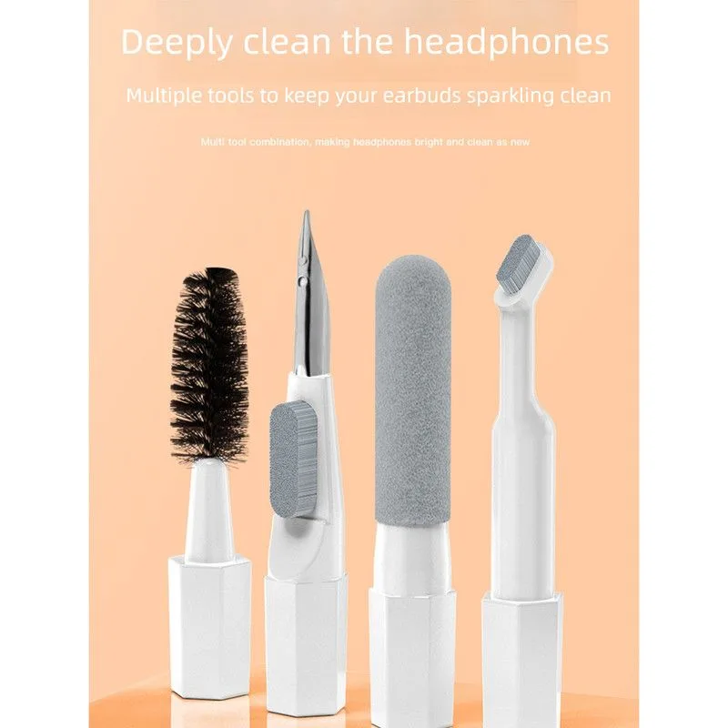 Multi-functional Electronics Cleaning Tool Kit, Portable Keyboard Cleaner Brush Set for Laptop Camera Earphone Screen-White