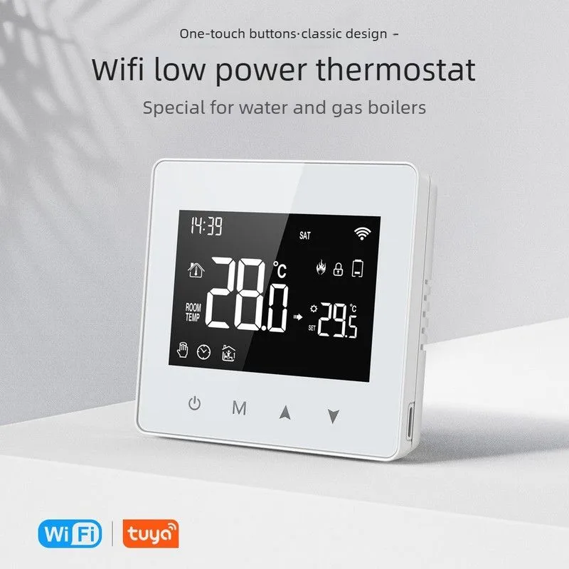 WiFi Wireless Smart Thermostat – For Water/Gas Boilers, LCD Screen, Programmable, Low Power Consumption