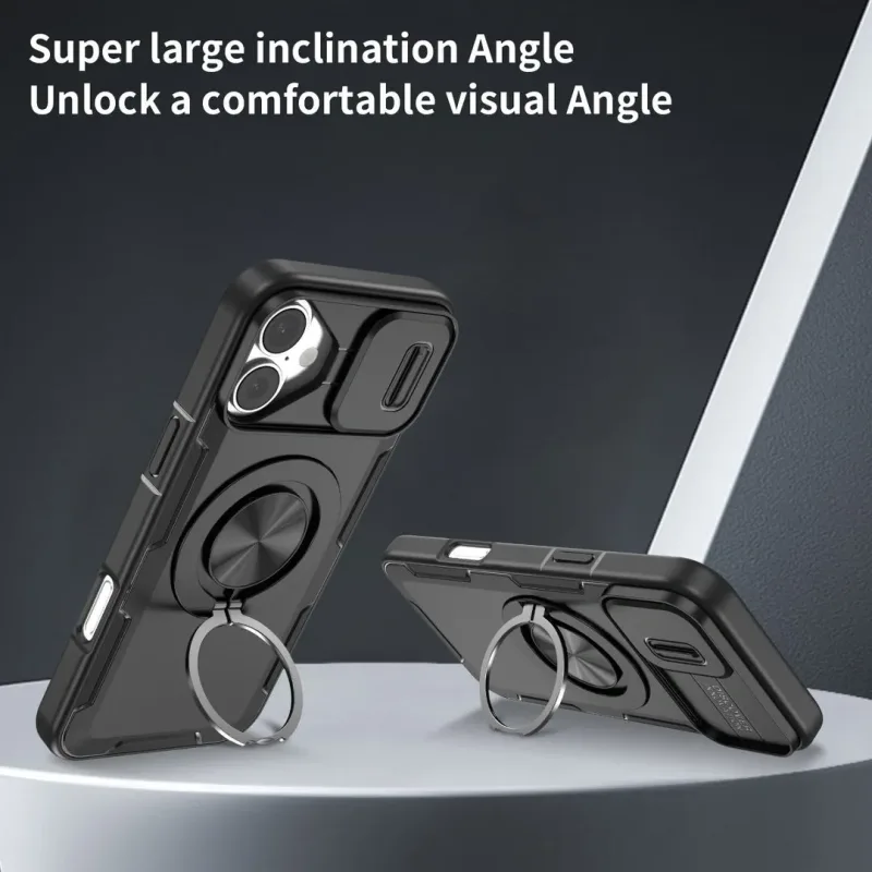 2-in-1 Magnetic Sliding Lens Case, Black for iPhone 17