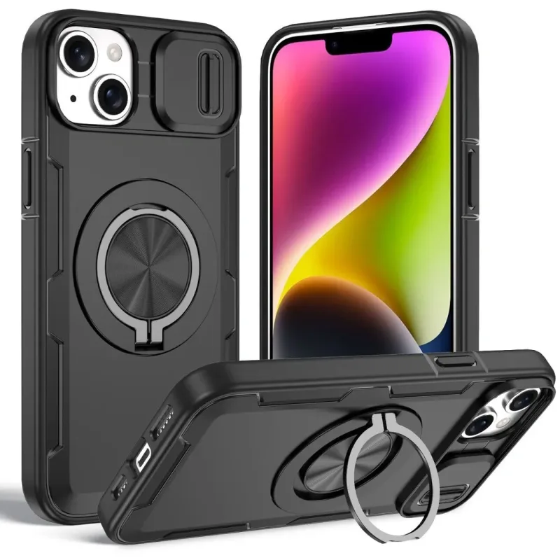2-in-1 Magnetic Sliding Lens Case for iPhone 14 Plus – Black