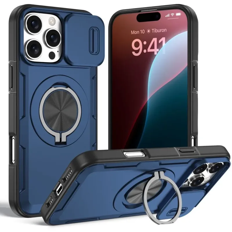 2-in-1 Magnetic Sliding Lens Case for iPhone 16 Pro – Blue