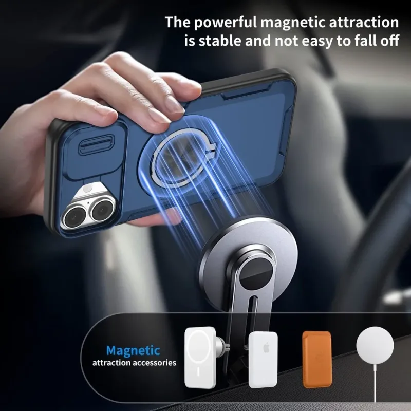 2-in-1 Magnetic Sliding Lens Case, Blue for iPhone 17