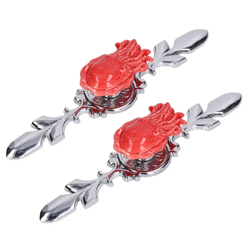 2Set Drawer Pull Knob Zinc Alloy Cabinet Wardrobe Closet Knob for Kitchen Furniture Decoration1077D Red Octopus