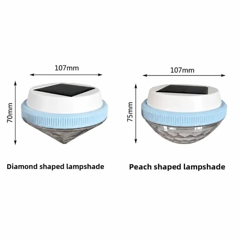 Solar Floating Pool Lights with Multicolor Glow, Two Shape Options (Peach & Diamond), Automatic Day Charging Night Illumination, Waterproof Durable Design for Pools, Bathtubs, Fountains, Aquariums, and Spa Decorative Ambiance – 2PCS (Diamond Light Effect)
