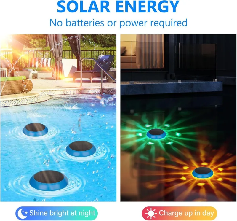 Solar Floating Pool Lights with Multicolor Glow, Two Shape Options (Peach & Diamond), Automatic Day Charging Night Illumination, Waterproof Durable Design for Pools, Bathtubs, Fountains, Aquariums, and Spa Decorative Ambiance – 2PCS (Diamond Light Effect)