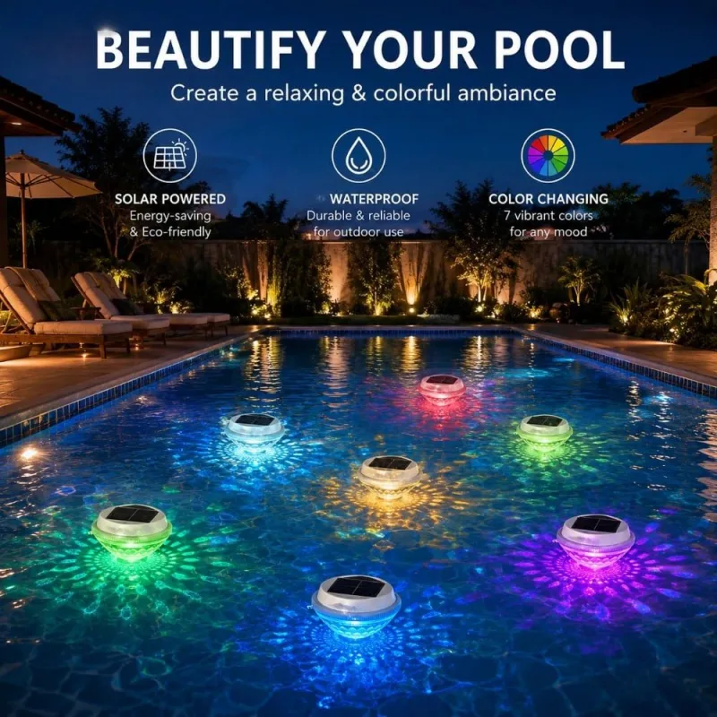 Solar Floating Pool Lights with Multicolor Glow, Two Shape Options (Peach & Diamond), Automatic Day Charging Night Illumination, Waterproof Durable Design for Pools, Bathtubs, Fountains, Aquariums, and Spa Decorative Ambiance – 2PCS (Diamond Light Effect)