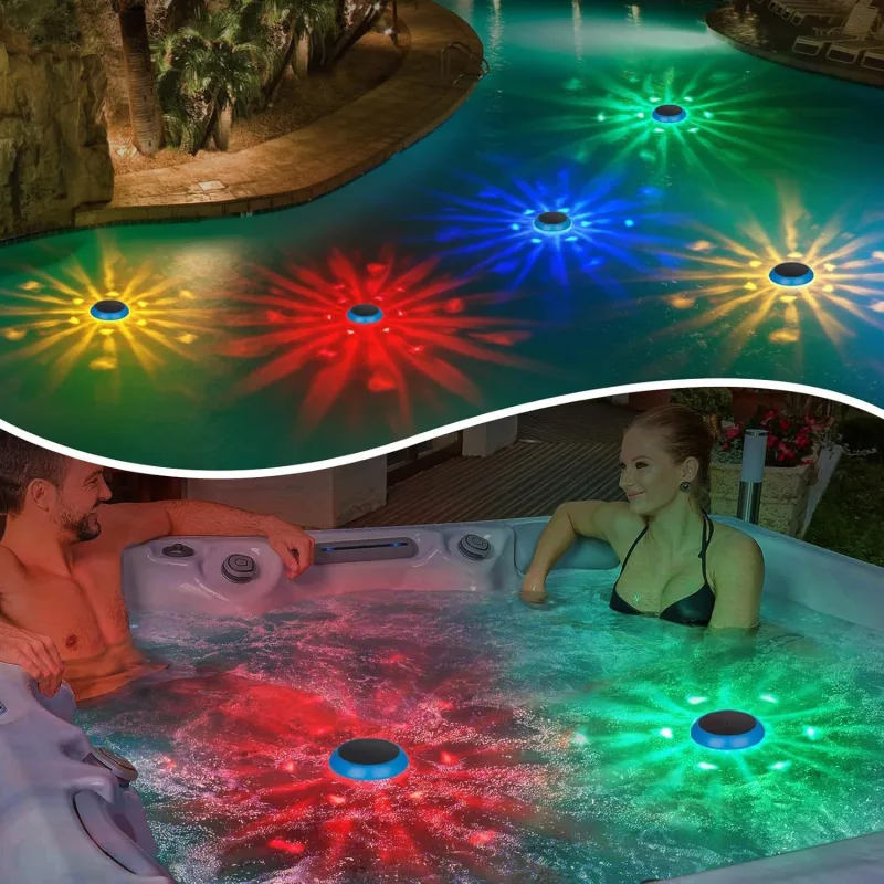 Solar Floating Pool Lights with Multicolor Glow, Two Shape Options (Peach & Diamond), Automatic Day Charging Night Illumination, Waterproof Durable Design for Pools, Bathtubs, Fountains, Aquariums, and Spa Decorative Ambiance – 2PCS (Diamond Light Effect)