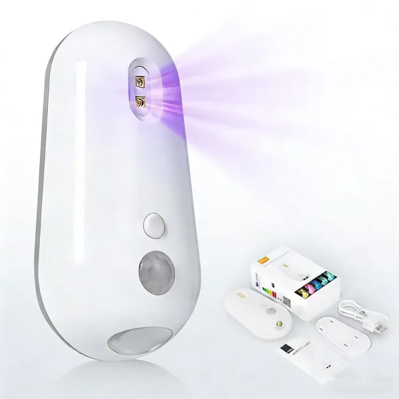 2-in-1 Motion Sensor Toilet UV Sterilizer Light with RGB Night Light – Automatic Disinfection, Waterproof Rechargeable Design for Bathroom Hygiene – 1pcs