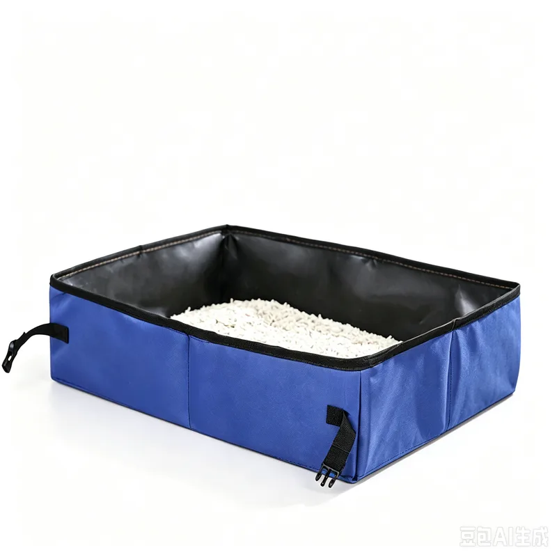 Portable Foldable Cat Litter Box for Travel,large – Blue