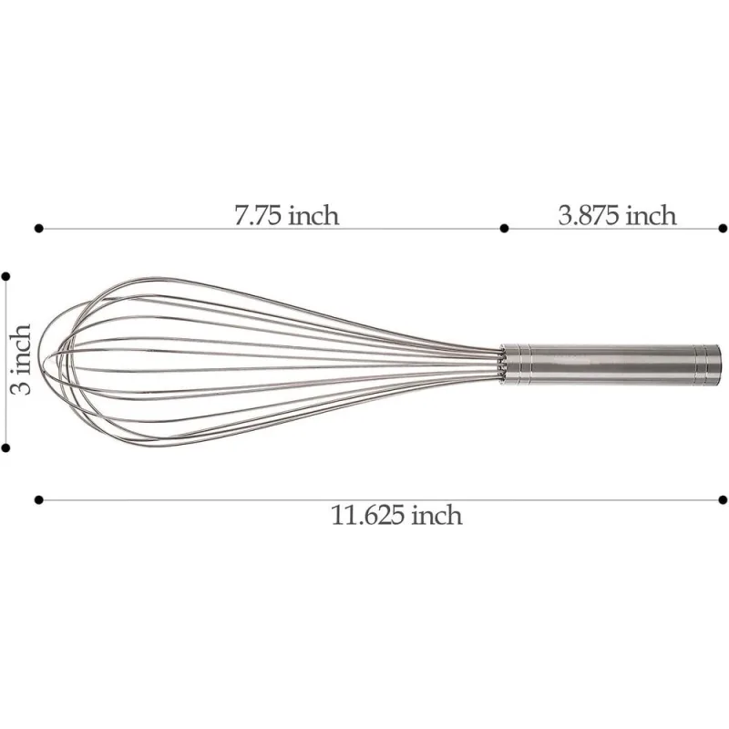 12″ Baking Whisk,Stainless Steel Wire Whisk Ideal For Beating Eggs,Blending Sauces,Mixing Batter