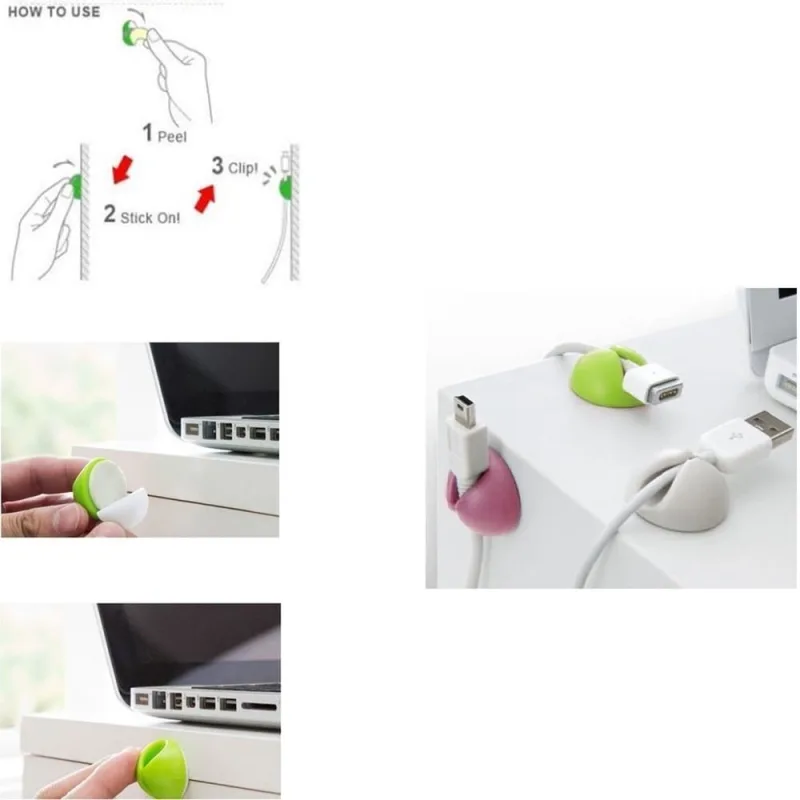 6Pcs Cord Management Cable Clips Soft Silicone for Audio Phone Charger Cable Organization