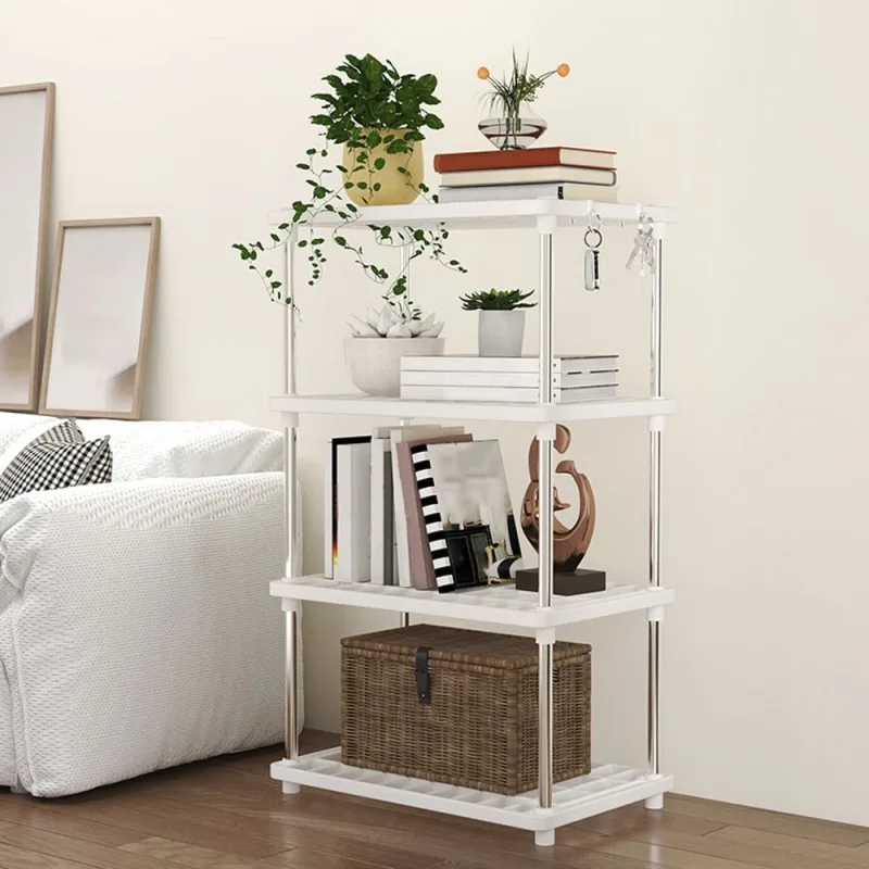 4 Tier Freestanding Shelf Bathroom Organizer, Shelving Unit Storage Rack Organizer, For Home, Garage, Basement, And Laundry, White