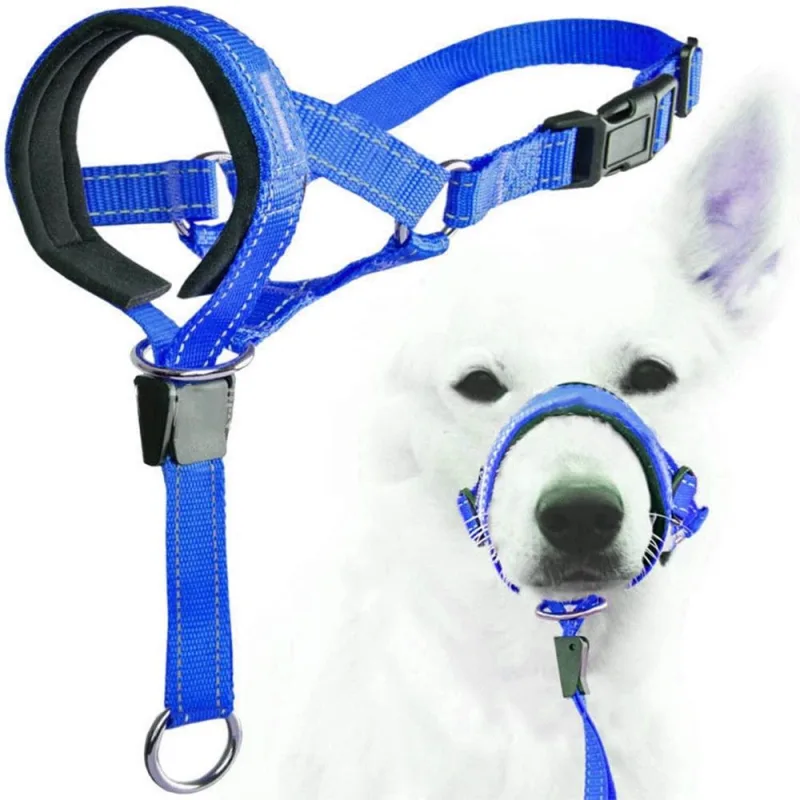 No Pull Dog Head Collar – Soft Padded Head Halter with Safety Link & Adjustable Muzzle Leash for Large Medium Dogs