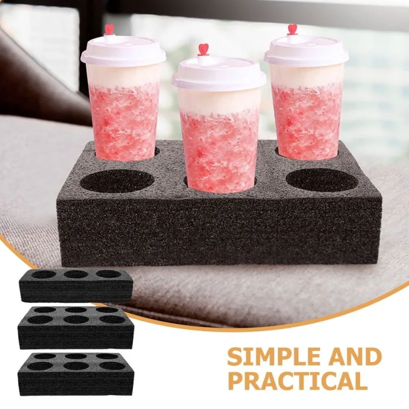 3-Piece Multi-Hole Cup Holder Set with EPE Foam, Spill-Resistant Drink Holder for Takeout and Travel