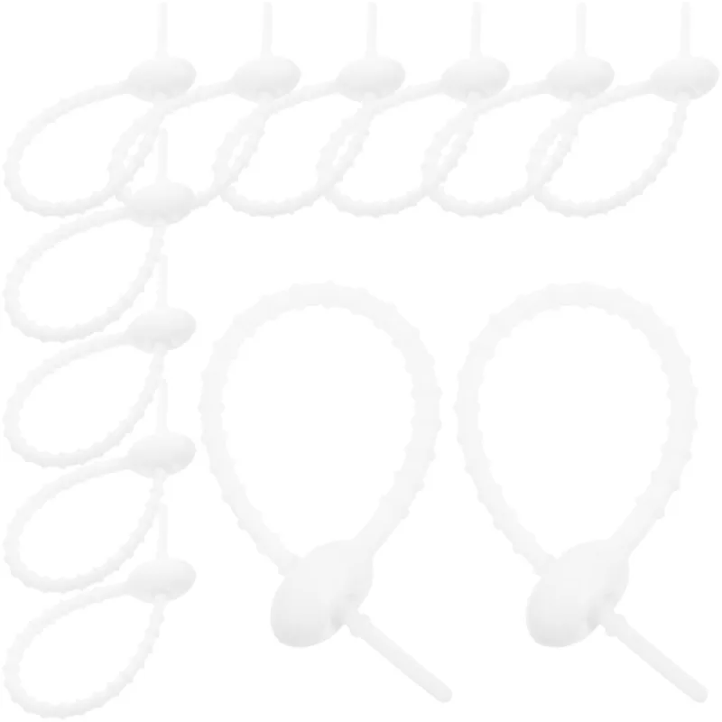 20Pcs White Silicone Reusable Cable Organizer Cord Ties for Efficient Cable Management