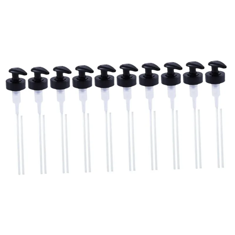 12Sets Syrup Bottle Nozzle Black Plastic Pump Press Upgraded Kitchen Accessory