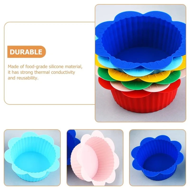 24Pcs Reusable Silicone Muffin Baking Liners Assorted Colors for Home Use