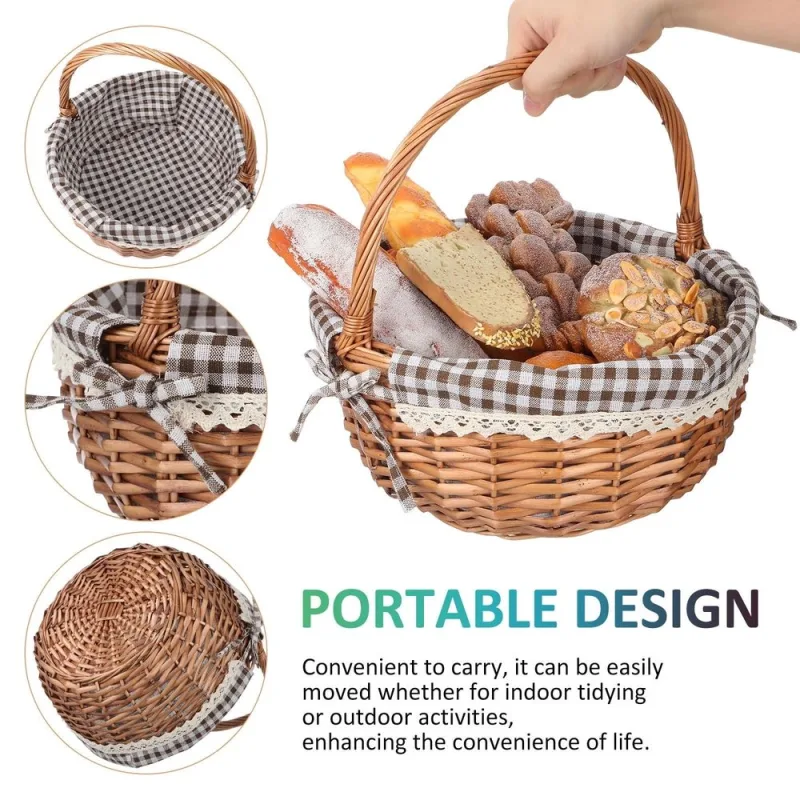 1Pcs Plastic Storage Basket for Easter Celebration Suitable for Household Use in Brown