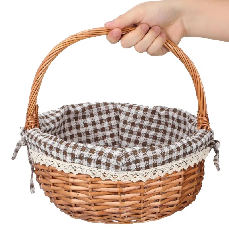 1Pcs Plastic Storage Basket for Easter Celebration Suitable for Household Use in Brown