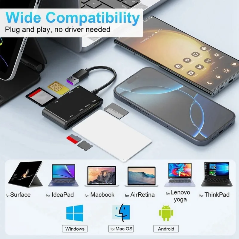 USB 3.0 Multi Card Reader 6 in 1 Picture Card Reader USB3.0 Card Reader