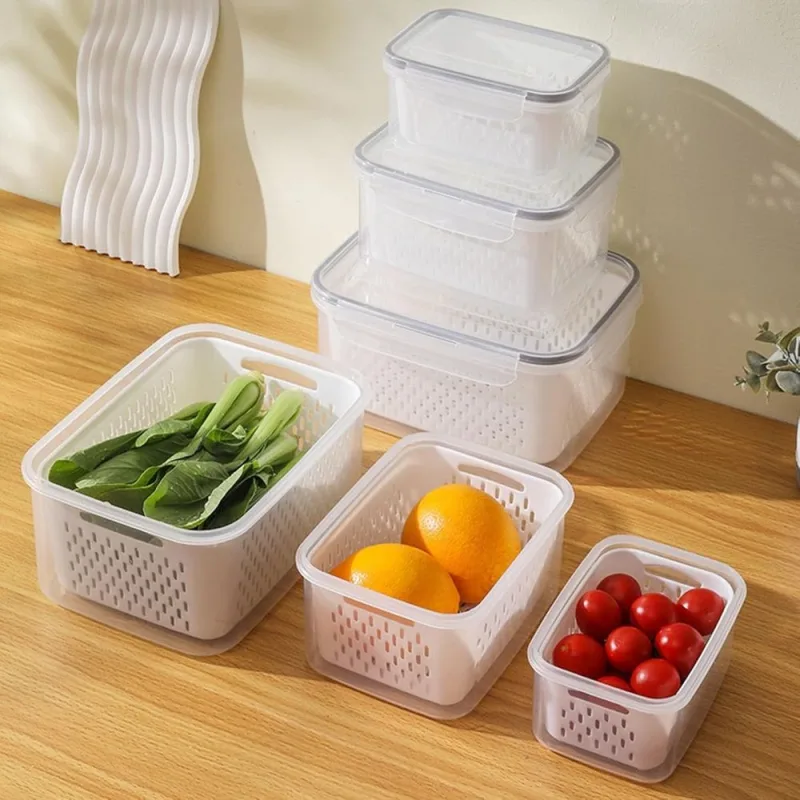Fruit Container Set – Removable Colander, Leak-Proof & Stackable
