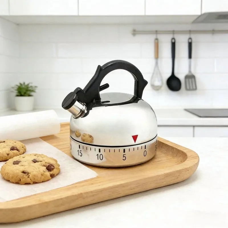 Kitchen Timer, Vintage Tea Kettle Shaped Mechanical Timer, Countdown for Cooking Baking Study and Management Timer