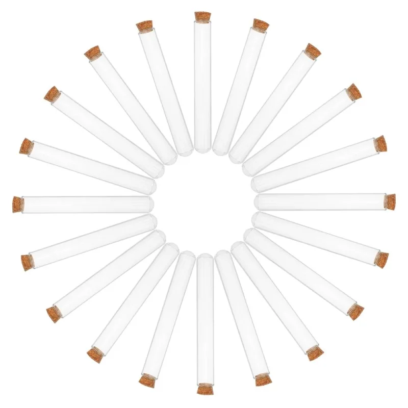 20ml Glass Test Tubes with Cork Stoppers for Lab Samples, Storage, and Craft Projects – and Reusable