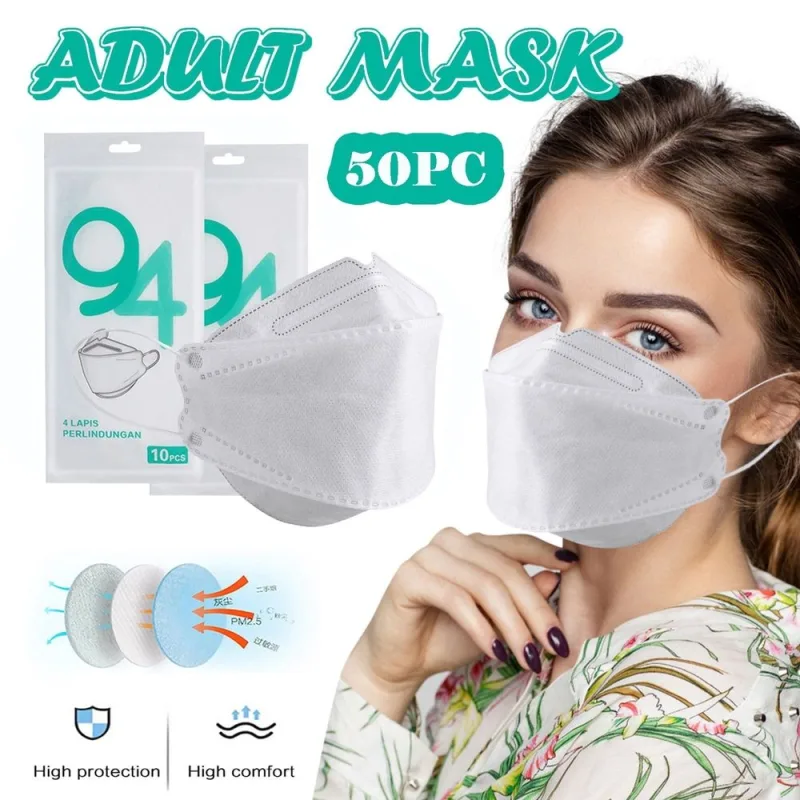 KF94 Face Masks for Adults 20 Pack, 3-Layer Protection White Disposable Face Mask Against PM 2.5 Smoke & Dust,Breathable 3D Mouth Shields Filter