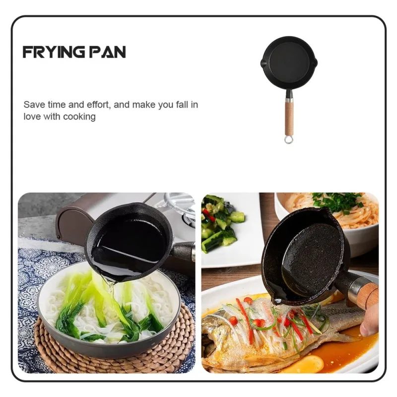 1Set Nonstick Egg Frying Pan Long Handled Oil Skillet with Stove Rack Assorted Colors