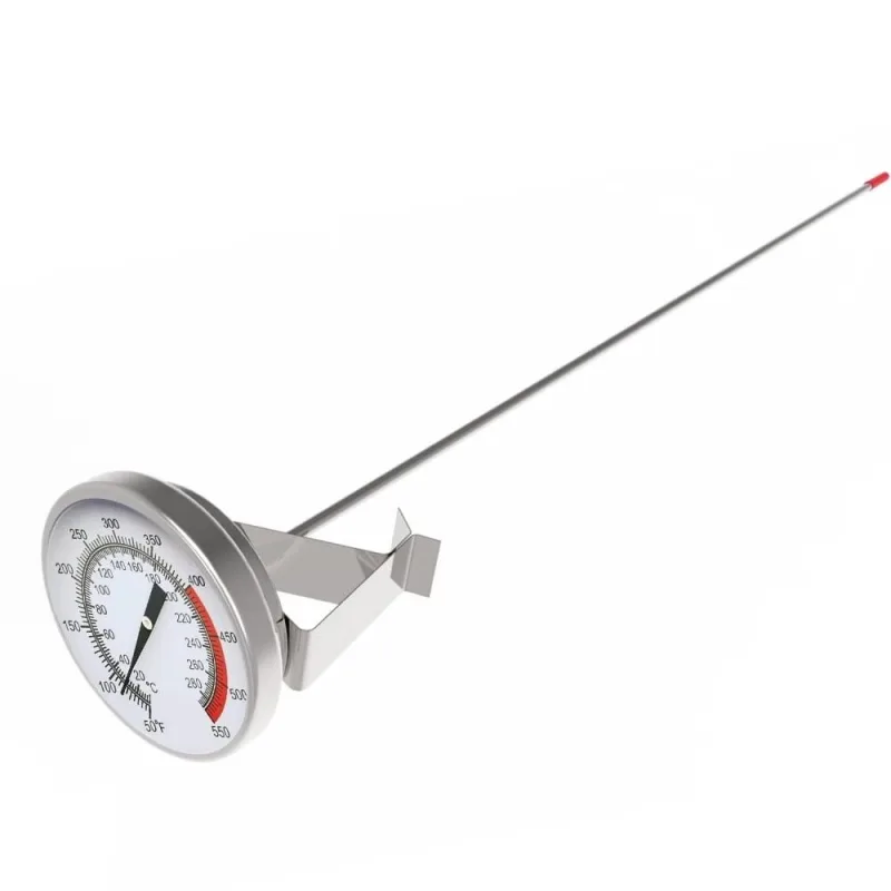 15″ Long Stem Deep Fry Thermometer with Clamp,Instant Read 2″ Dial Meat BBQ Thermometer for Deep Fry,Grill,Turkey,Candy,Coffee etc