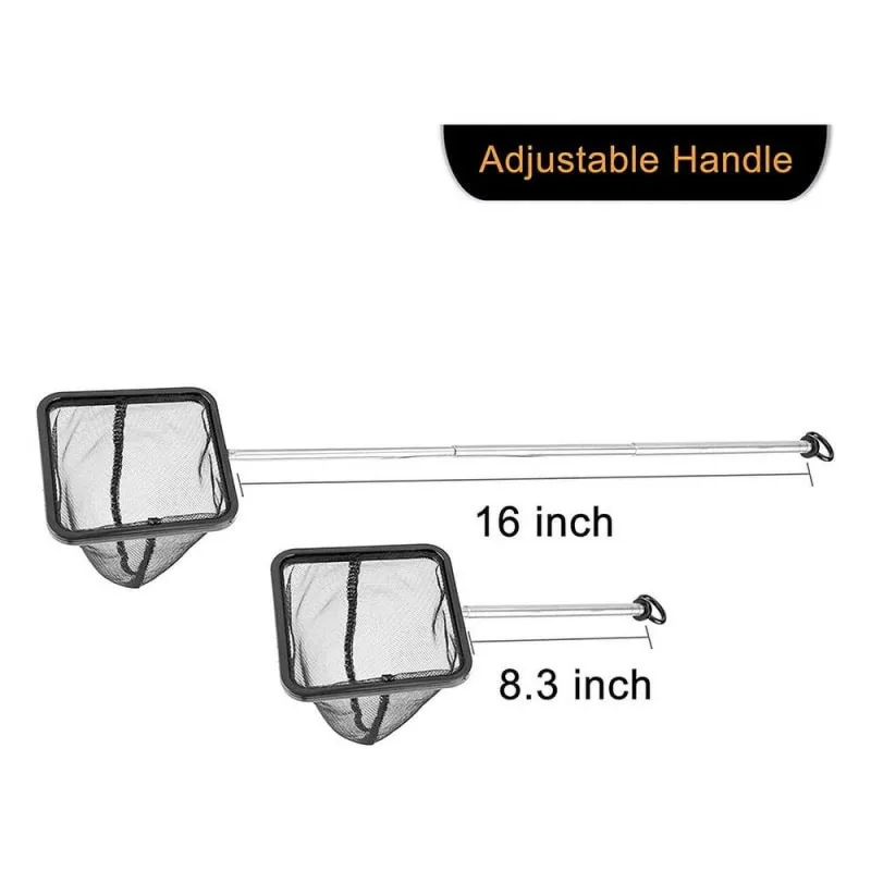 Aquarium Fish Net with Extendable Stainless Steel Long Handle, Fine Mesh Fish Net for Fish2Xk9334