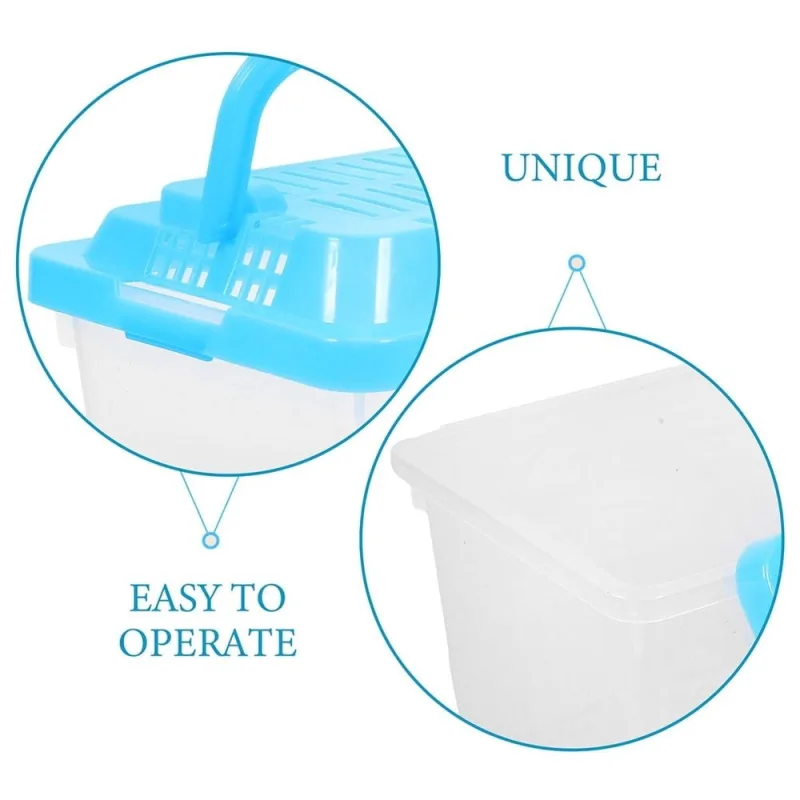 Sky Transparent Plastic Turtle Nest and Reptile Carrier Box for Safe Home Transport and Habitat