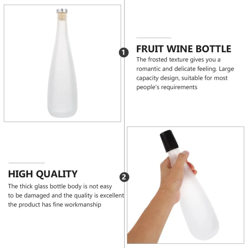 1Pc 500ML Clear Glass Fruit Wine Storage Bottle, Empty White Bottle for Homemade Wine, Juice, or Beverage Storage