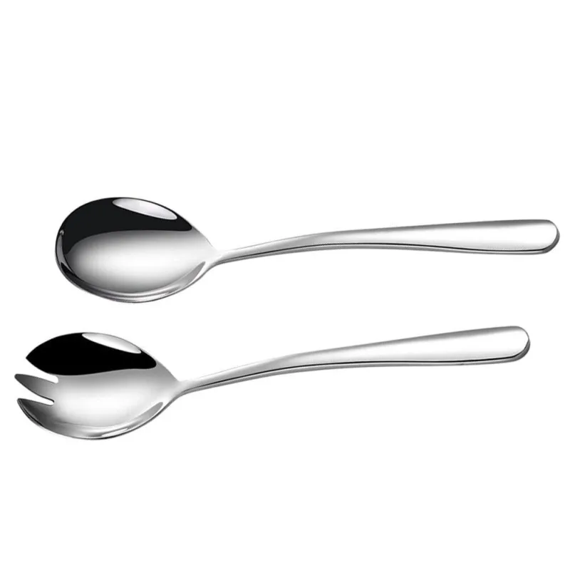 1 Set Stainless Steel Salad Serving Spoon and Fork Flatware Kitchen Utensils for Salad Tossing and Serving