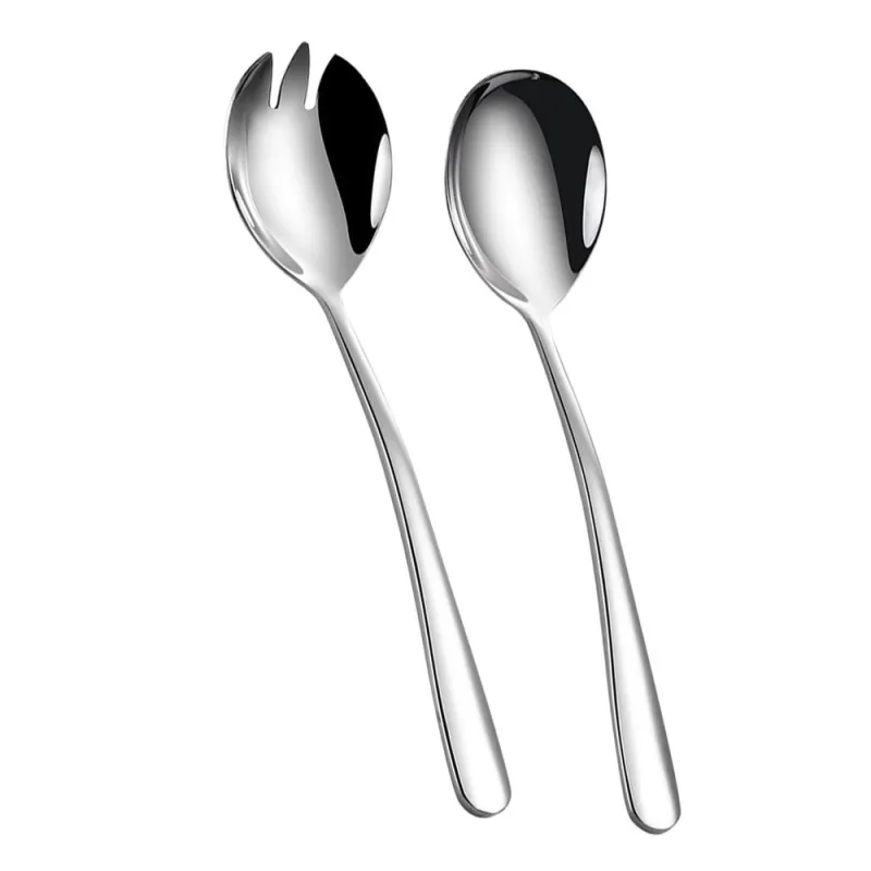 1 Set Stainless Steel Salad Serving Spoon and Fork Flatware Kitchen Utensils for Salad Tossing and Serving