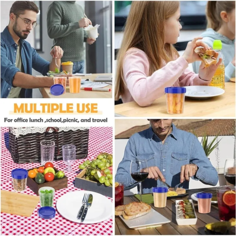 [10 Pack] 4oz Salad Dressing Container to Go – Small Containers with Lids Leakproof Condiment Containers with Screw Lids Reusable Stackable Plastic Dip Sauce Containers