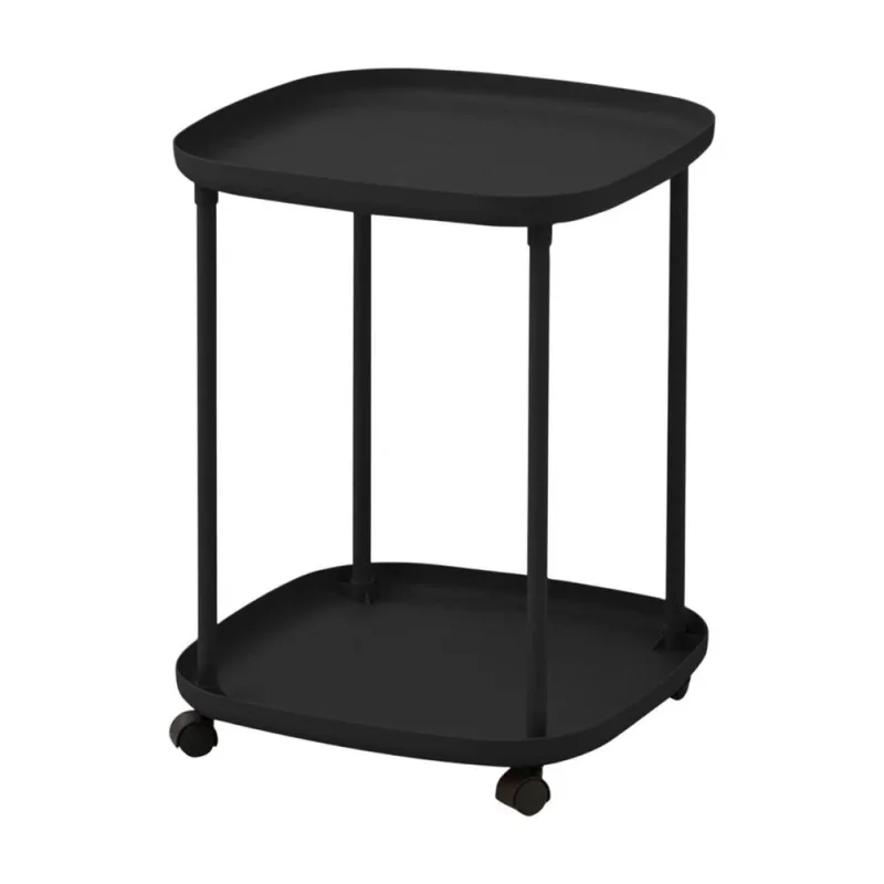2 Tier Side Table With Wheels Rolling End Side Table Small With Storage Shelves Industrial Night Stand For Small Space Living Room Bedroom Kitchen Office End Table Bedside Table