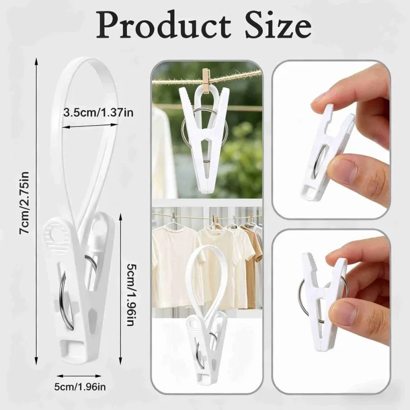 30 Pack Multi-Purpose Laundry Hooks, Plastic Hanging Clips with Rope Hanger Clips for Clothes Closet Organizer