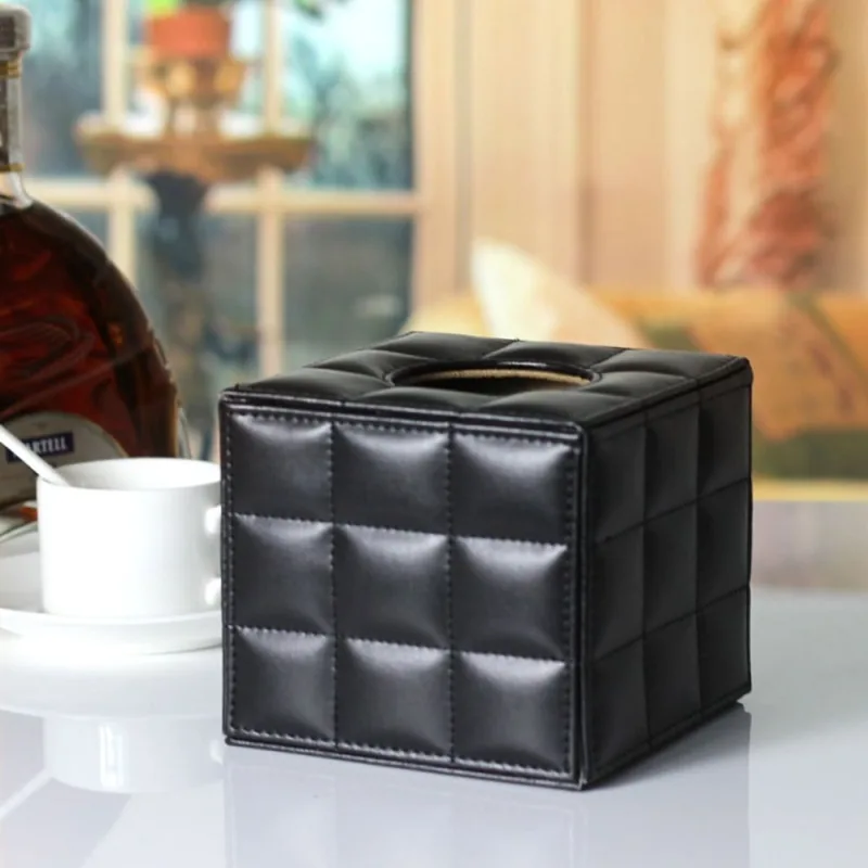 Black Tissue Box Holder with Storage Compartment for Office and Home Use, and Stylish