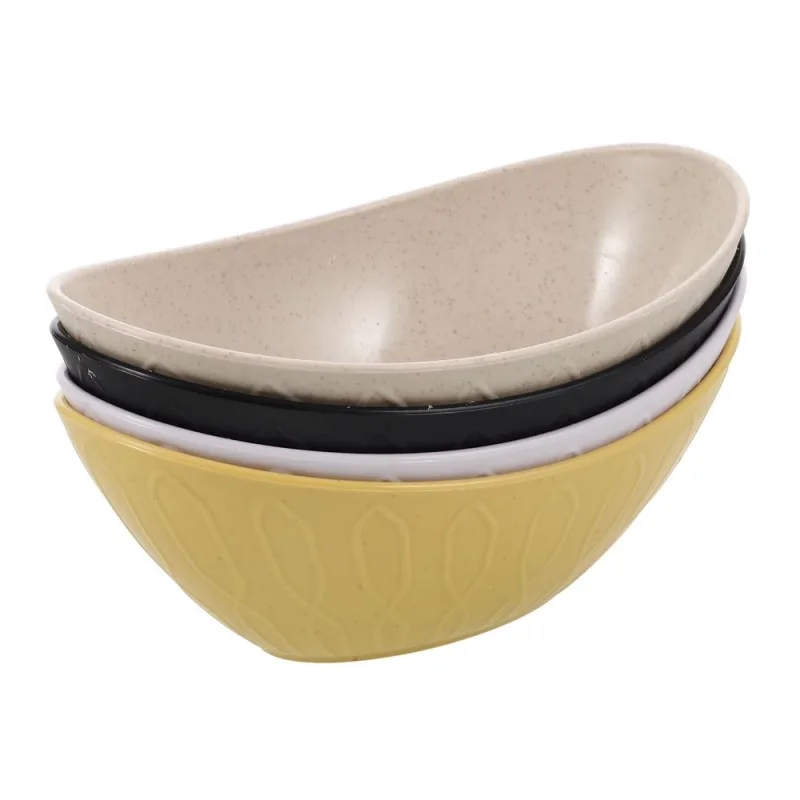 4Pcs Ingot Shape Multi Color PP Bowls Serving Salad Soup and Fruit for Home Use