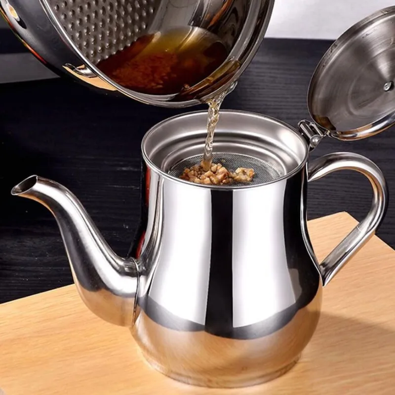 2pcs Reusable Oil Pot Oil Strainer Container Oil Strainer Pot Bacon Grease Container for Oil