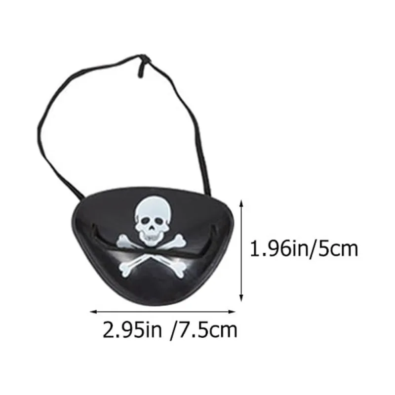 12Pcs Pirate Theme Props Single Eye Mask Black Plastic Cosplay Party Accessory
