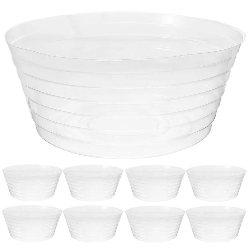 10pcs Planter Basket Liner Transparent Plastic Round Flowerpot Accessory