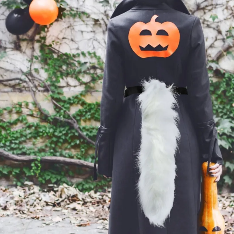 White Polyester Cosplay Tail Decorative Furry Accessory Perfect for Parties and Family Gatherings Size Suitable for Most People