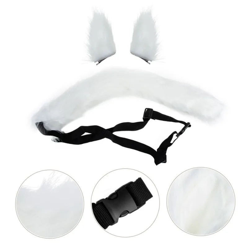 White Polyester Cosplay Tail Decorative Furry Accessory Perfect for Parties and Family Gatherings Size Suitable for Most People