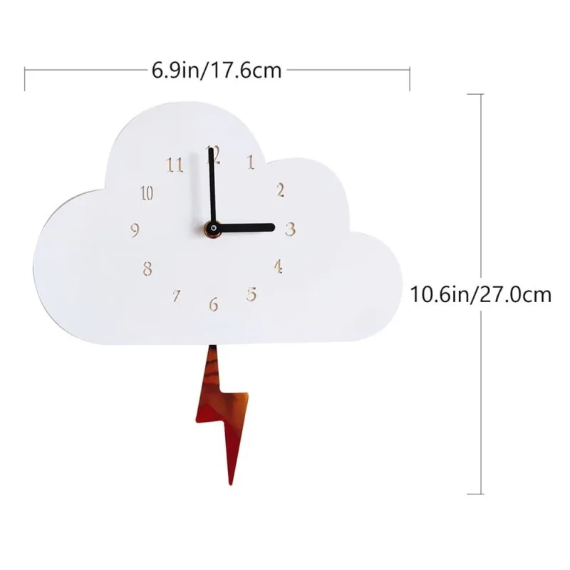 1Pc White Wooden Acrylic Wall Clock Creative Cloud Shape Hanging Decor