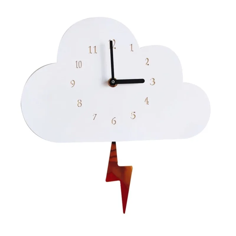 1Pc White Wooden Acrylic Wall Clock Creative Cloud Shape Hanging Decor