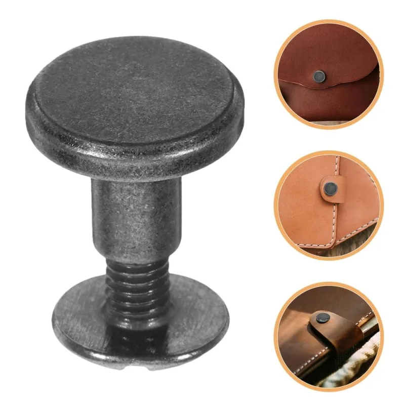 10pcs Binding Post Screw Flat Head Stud Rivets Black Zinc Alloy for DIY Enthusiasts Back to School