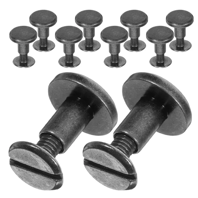 10pcs Binding Post Screw Flat Head Stud Rivets Black Zinc Alloy for DIY Enthusiasts Back to School