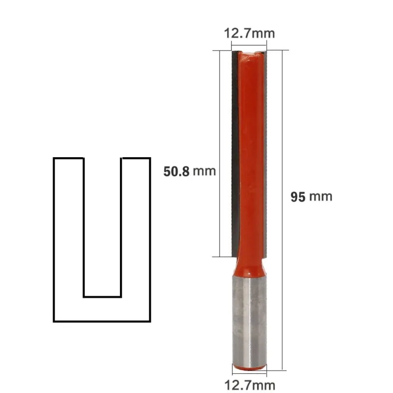 5Pcs Two Flute Straight Router Bits 12.7mm Diameter Grooving/Rebating/Mortising